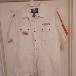 Harley-Davidson Womens White Shirt with Orange Details